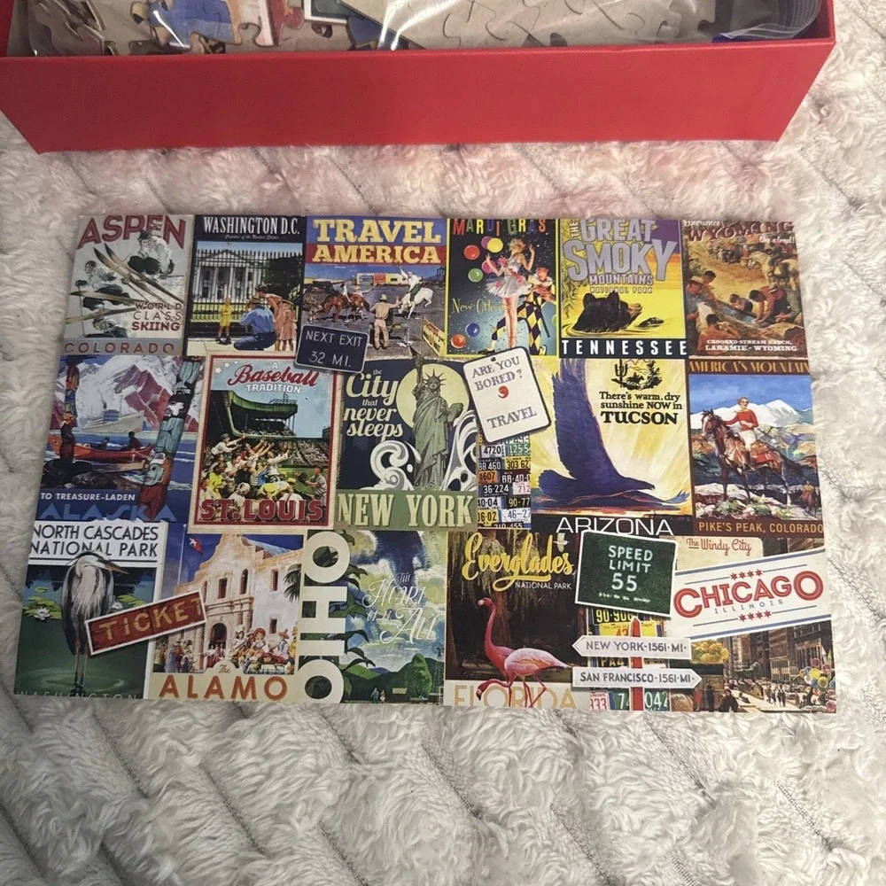 Jigsaw Puzzle Traveling the USA 1000 pieces The Saturday evening Post Complete